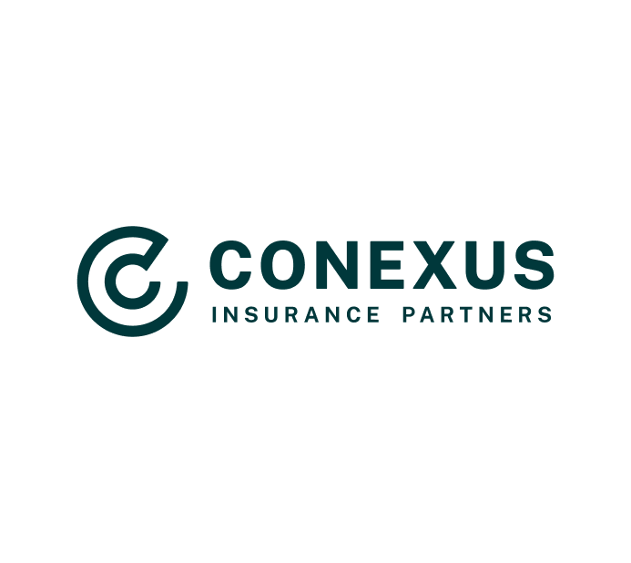 The image showcases the logo of Conexus Insurance Partners. The design features a clean and modern style, with a circular "C" symbol forming part of the brand's visual identity. The text "CONEXUS" is prominently displayed, followed by "INSURANCE PARTNERS," emphasizing the company's focus on the insurance industry. The logo uses a professional and simple color palette, reflecting the company's values of trust and partnership.