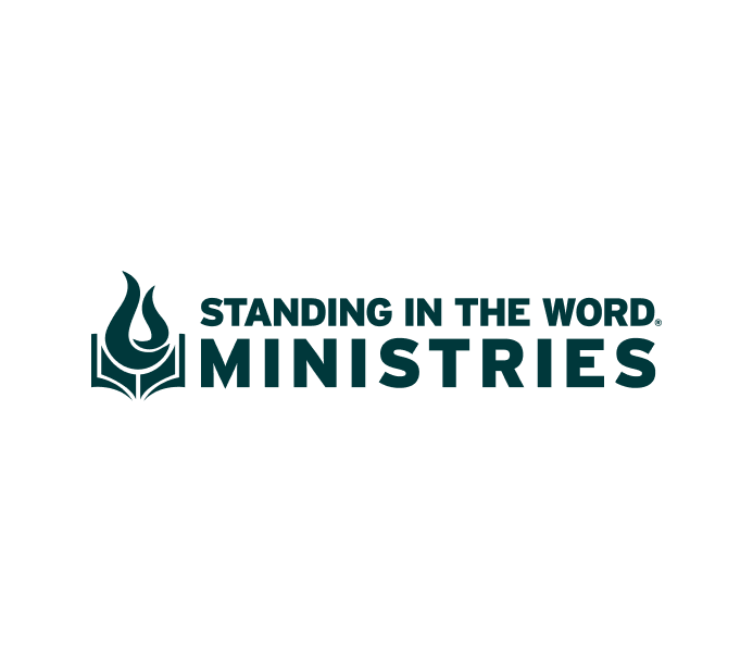 The image features the logo of "Standing in the Word Ministries." The design includes an open book with a flame above it, symbolizing knowledge, faith, and enlightenment. The bold typography for "STANDING IN THE WORD" is paired with "MINISTRIES" in a clear and professional style, reflecting the organization's focus on spiritual growth and guidance.