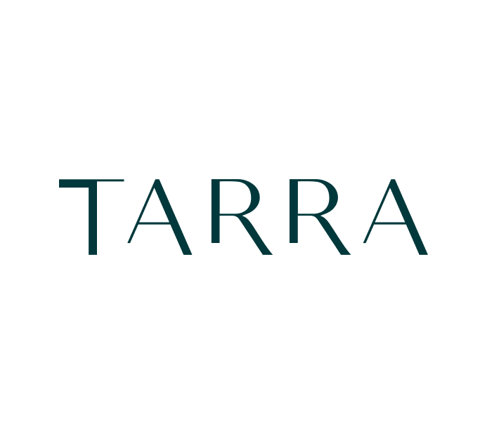 The image features the logo for "TARRA," a minimalist and modern design with the brand name displayed in elegant, uppercase letters. The clean font and subtle lettering reflect a sophisticated and professional identity for the brand.