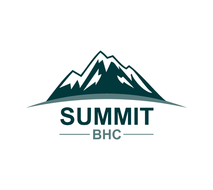 The image features the logo of Summit BHC, which includes a stylized mountain range with the word "SUMMIT" in bold capital letters underneath. The logo conveys strength and stability, with a clean, modern design. The use of the mountain imagery suggests the company's focus on reaching high points or overcoming challenges, reflecting its likely association with health or wellness, as suggested by the "BHC" abbreviation, which may stand for Behavioral Health Care or a similar field.