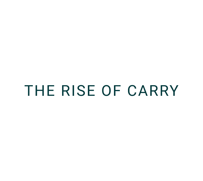 The image features the text "THE RISE OF CARRY" displayed in a clean, minimalist font. The phrase is centered and uses a simple, professional color palette, making it suitable for branding or promotional use.