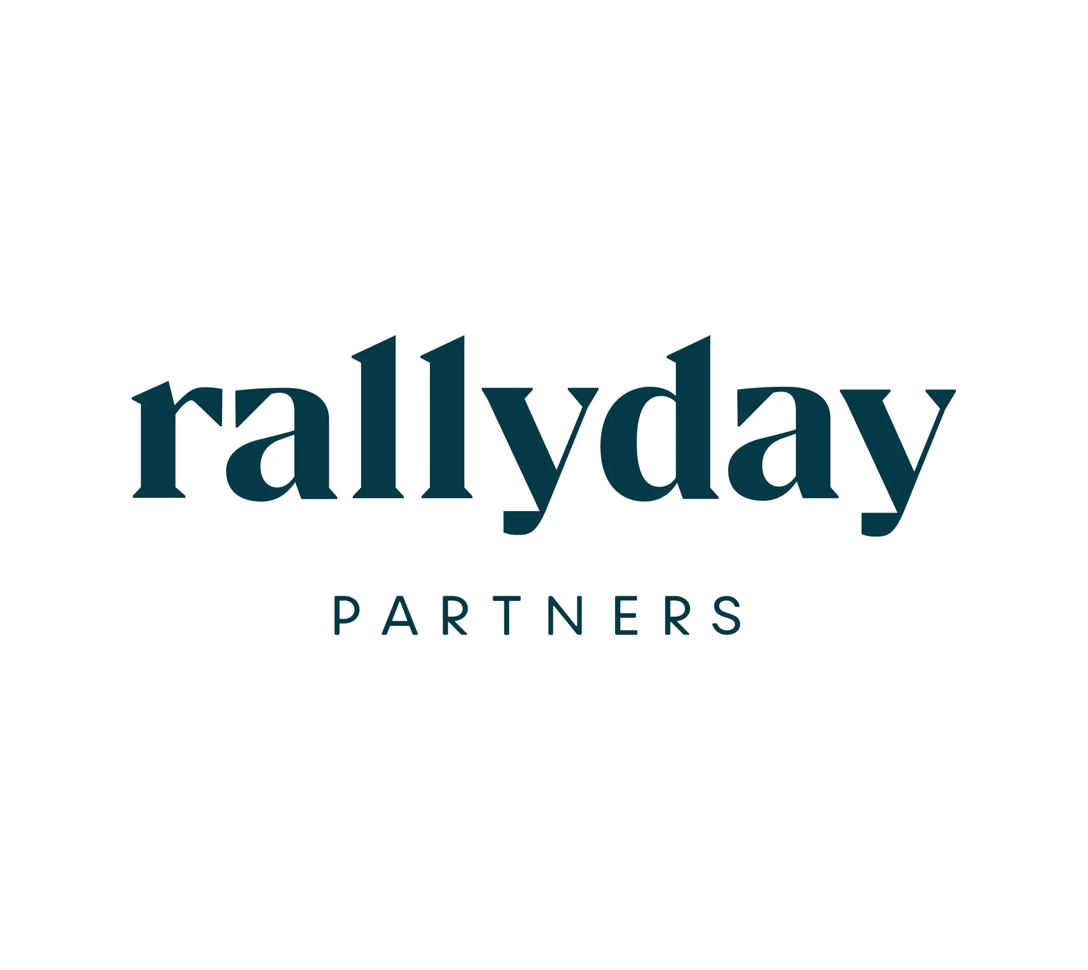 The image displays the logo for Rallyday Partners, with the name in elegant serif typography. The word "Rallyday" is prominently featured, with "PARTNERS" in smaller text below it. The logo uses a dark teal color, offering a modern and professional aesthetic. This branding likely reflects the firm's focus on business solutions, consulting, or partnership-driven services.