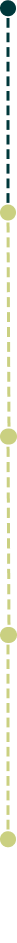 The image features a vertical, dashed line with alternating circular nodes. The line is composed of teal and yellow sections, with the teal representing the start and end nodes, while the yellow nodes are spaced evenly along the line. This pattern could symbolize a progression or a sequence in a process, with the dashed line representing steps or milestones.