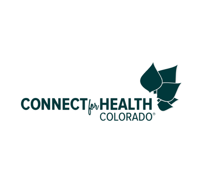 The image displays the logo for "Connect for Health Colorado," a health insurance marketplace in Colorado. The logo features the organization’s name in bold text, with a stylized representation of interconnected shapes or petals, symbolizing health and connectivity. The design uses a deep teal color, offering a professional and modern aesthetic. The logo emphasizes the mission of providing health coverage to individuals and families in Colorado.